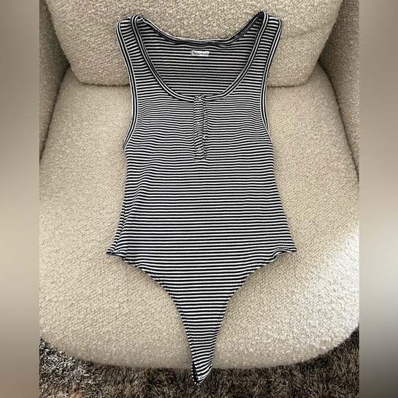 Reformation Blue/White Stripped Bodysuit - M - Picture 1 of 4